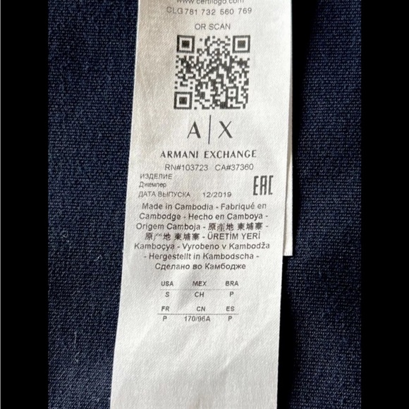 ARMANI EXCHANGE black pullover fleece sweatshirt relaxed fit Sz small - Picture 5 of 9